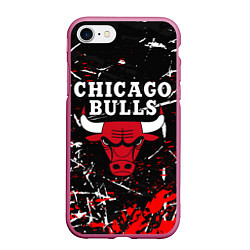 Чехол iPhone 7/8 матовый CHICAGO BULLS, цвет: 3D-малиновый