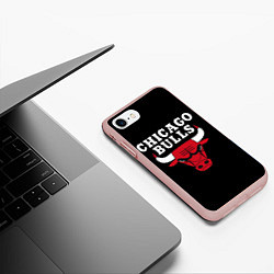 Чехол iPhone 7/8 матовый CHICAGO BULLS, цвет: 3D-светло-розовый — фото 2