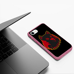 Чехол iPhone 7/8 матовый Wolf Logo, цвет: 3D-малиновый — фото 2