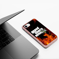 Чехол iPhone 7/8 матовый GTA 5, цвет: 3D-светло-розовый — фото 2