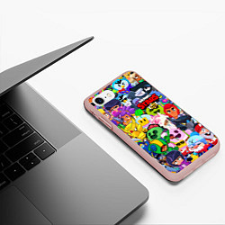 Чехол iPhone 7/8 матовый BRAWL STARS ВСЕ БРАВЛЕРЫ, цвет: 3D-светло-розовый — фото 2