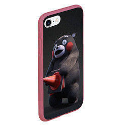 Чехол iPhone 7/8 матовый Kumamon, цвет: 3D-малиновый — фото 2