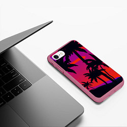 Чехол iPhone 7/8 матовый Тропический пляж, цвет: 3D-малиновый — фото 2