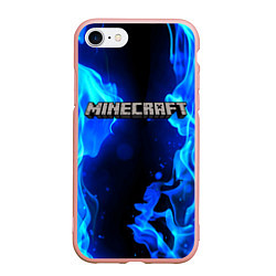 Чехол iPhone 7/8 матовый MINECRAFT, цвет: 3D-светло-розовый