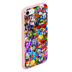 Чехол iPhone 7/8 матовый BRAWL STARS ВСЕ ПЕРСОНАЖИ, цвет: 3D-светло-розовый — фото 2