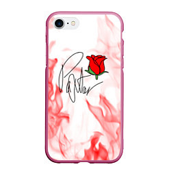 Чехол iPhone 7/8 матовый PYTN X ROSE, цвет: 3D-малиновый