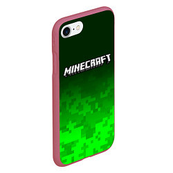 Чехол iPhone 7/8 матовый MINECRAFT МАЙНКРАФТ, цвет: 3D-малиновый — фото 2