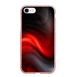 Чехол iPhone 7/8 матовый BLACK RED WAVES АБСТРАКЦИЯ, цвет: 3D-светло-розовый