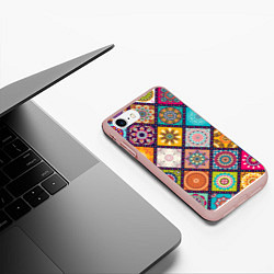 Чехол iPhone 7/8 матовый Узоры мандалы, цвет: 3D-светло-розовый — фото 2
