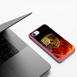 Чехол iPhone 7/8 матовый PORSCHE ПОРШЕ, цвет: 3D-малиновый — фото 2