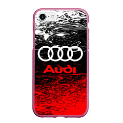 Чехол iPhone 7/8 матовый AUDI, цвет: 3D-малиновый