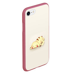 Чехол iPhone 7/8 матовый Пикачу очень устал и уснул, цвет: 3D-малиновый — фото 2