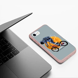 Чехол iPhone 7/8 матовый Космический велосипедист Z, цвет: 3D-светло-розовый — фото 2