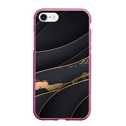 Чехол iPhone 7/8 матовый Black gold, цвет: 3D-малиновый