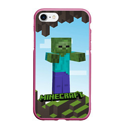 Чехол iPhone 7/8 матовый Minecraft, цвет: 3D-малиновый