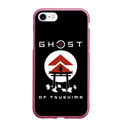 Чехол iPhone 7/8 матовый Ghost of Tsushima, цвет: 3D-малиновый