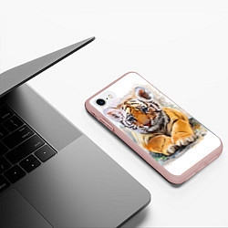 Чехол iPhone 7/8 матовый Tiger Art, цвет: 3D-светло-розовый — фото 2