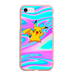 Чехол iPhone 7/8 матовый Пикачу, цвет: 3D-светло-розовый