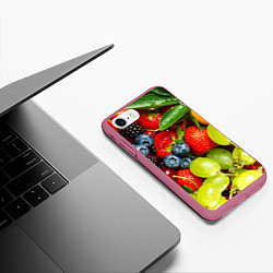 Чехол iPhone 7/8 матовый Фруктовый рай, цвет: 3D-малиновый — фото 2