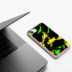 Чехол iPhone 7/8 матовый Желто-зеленый, цвет: 3D-светло-розовый — фото 2