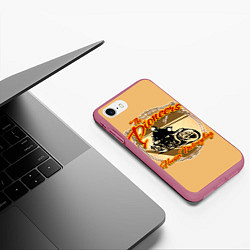 Чехол iPhone 7/8 матовый Hoosier Motorcycling, цвет: 3D-малиновый — фото 2