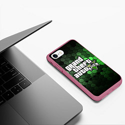 Чехол iPhone 7/8 матовый GTA 5 ГТА 5, цвет: 3D-малиновый — фото 2