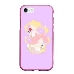 Чехол iPhone 7/8 матовый Сейлор Мун и Чиби Мун, цвет: 3D-малиновый