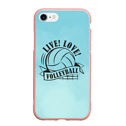 Чехол iPhone 7/8 матовый LIVE! LOVE! VOLLEYBALL!, цвет: 3D-светло-розовый