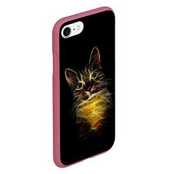 Чехол iPhone 7/8 матовый Дымчато-световой кот, цвет: 3D-малиновый — фото 2