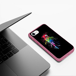 Чехол iPhone 7/8 матовый Попугай, цвет: 3D-малиновый — фото 2