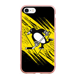 Чехол iPhone 7/8 матовый Pittsburgh Penguins Sport, цвет: 3D-светло-розовый