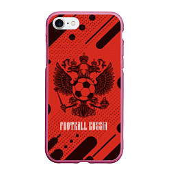 Чехол iPhone 7/8 матовый FOOTBALL RUSSIA Футбол, цвет: 3D-малиновый