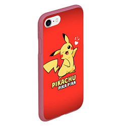 Чехол iPhone 7/8 матовый Pikachu Pika Pika, цвет: 3D-малиновый — фото 2