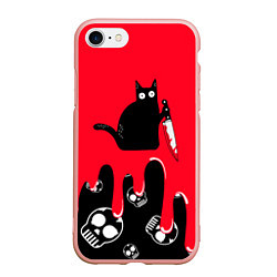 Чехол iPhone 7/8 матовый WHAT CAT, цвет: 3D-светло-розовый