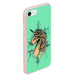 Чехол iPhone 7/8 матовый Единорог акварель, цвет: 3D-светло-розовый — фото 2