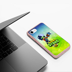 Чехол iPhone 7/8 матовый Brawl StarsZombibi, цвет: 3D-светло-розовый — фото 2
