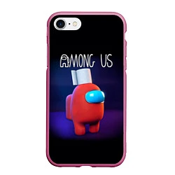 Чехол iPhone 7/8 матовый AMONG US, цвет: 3D-малиновый