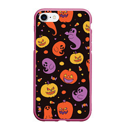 Чехол iPhone 7/8 матовый Halloween, цвет: 3D-малиновый