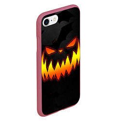 Чехол iPhone 7/8 матовый Pumpkin smile and bats, цвет: 3D-малиновый — фото 2
