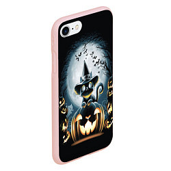 Чехол iPhone 7/8 матовый Хэллоуин Кот, цвет: 3D-светло-розовый — фото 2