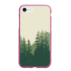 Чехол iPhone 7/8 матовый Лес, цвет: 3D-малиновый