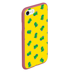 Чехол iPhone 7/8 матовый Дракончик-динозаврик, цвет: 3D-малиновый — фото 2