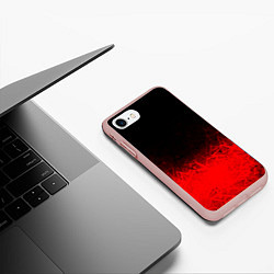 Чехол iPhone 7/8 матовый КРАСНО-ЧЕРНЫЙ ГРАДИЕНТ, цвет: 3D-светло-розовый — фото 2