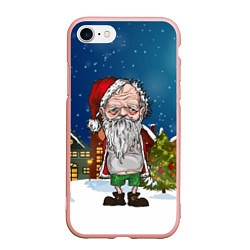 Чехол iPhone 7/8 матовый Уставший Санта, цвет: 3D-светло-розовый