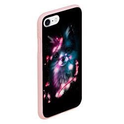 Чехол iPhone 7/8 матовый Лиса с гирляндой, цвет: 3D-светло-розовый — фото 2