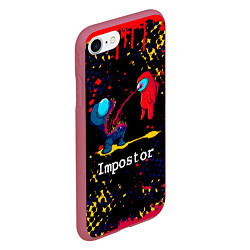 Чехол iPhone 7/8 матовый Among Us - Impostor, цвет: 3D-малиновый — фото 2