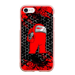 Чехол iPhone 7/8 матовый Among Us Impostor Gun Red, цвет: 3D-светло-розовый