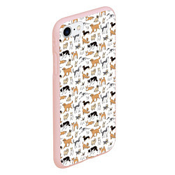 Чехол iPhone 7/8 матовый Узор собаки много, цвет: 3D-светло-розовый — фото 2