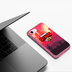 Чехол iPhone 7/8 матовый BRAWL STARS, цвет: 3D-малиновый — фото 2