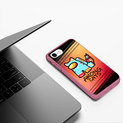 Чехол iPhone 7/8 матовый AMONG US - КОТИК, цвет: 3D-малиновый — фото 2
